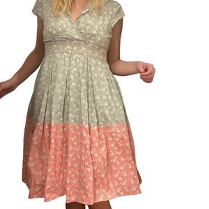eShakti Floral Two-Tone Dress